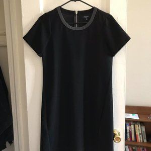 Black Madewell dress with leather trim.